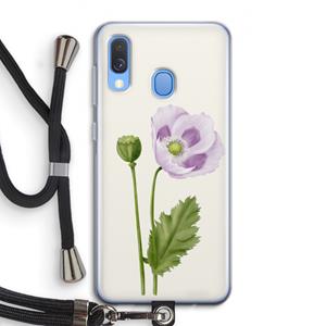 CaseCompany Purple poppy: Samsung Galaxy A40 Transparant Hoesje met koord