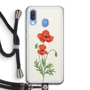 CaseCompany Red poppy: Samsung Galaxy A40 Transparant Hoesje met koord