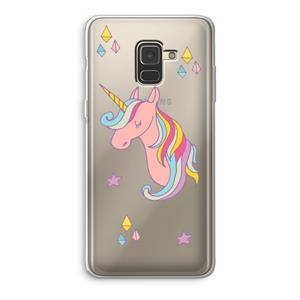 CaseCompany Roze eenhoorn: Samsung Galaxy A8 (2018) Transparant Hoesje