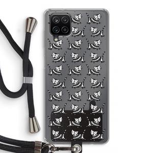 CaseCompany Zwarte poes: Samsung Galaxy A12 Transparant Hoesje met koord