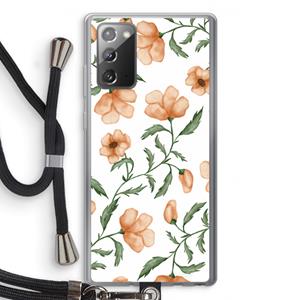 CaseCompany Peachy flowers: Samsung Galaxy Note 20 / Note 20 5G Transparant Hoesje met koord