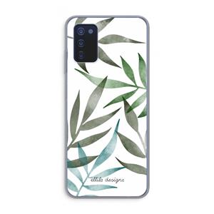 CaseCompany Tropical watercolor leaves: Samsung Galaxy A03s Transparant Hoesje