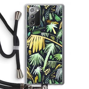 CaseCompany Tropical Palms Dark: Samsung Galaxy Note 20 / Note 20 5G Transparant Hoesje met koord