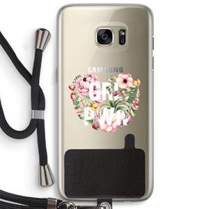 CaseCompany GRL PWR Flower: Samsung Galaxy S7 Edge Transparant Hoesje met koord