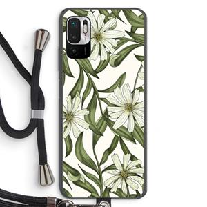 CaseCompany Wit bloemenpatroon: Xiaomi Redmi Note 10 5G Transparant Hoesje met koord
