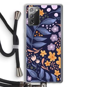 CaseCompany Flowers with blue leaves: Samsung Galaxy Note 20 / Note 20 5G Transparant Hoesje met koord
