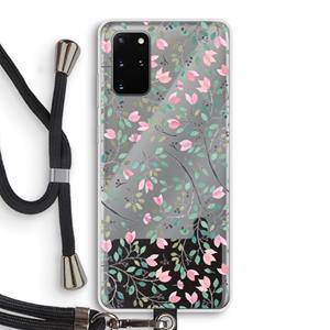 CaseCompany Sierlijke bloemen: Samsung Galaxy S20 Plus Transparant Hoesje met koord