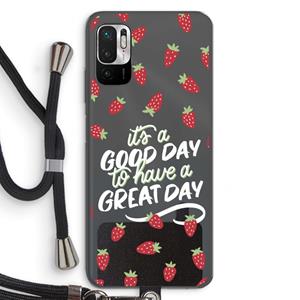 CaseCompany Don't forget to have a great day: Xiaomi Redmi Note 10 5G Transparant Hoesje met koord