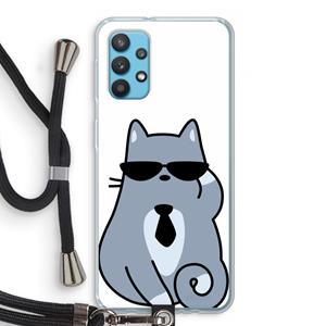 CaseCompany Cool cat: Samsung Galaxy A32 4G Transparant Hoesje met koord