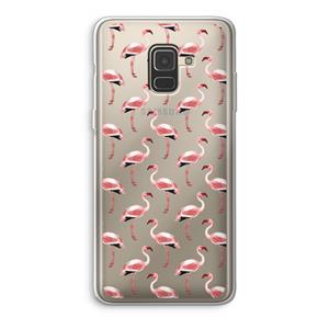 CaseCompany Flamingoprint groen: Samsung Galaxy A8 (2018) Transparant Hoesje