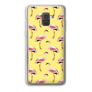 CaseCompany Flamingo's geel: Samsung Galaxy A8 (2018) Transparant Hoesje