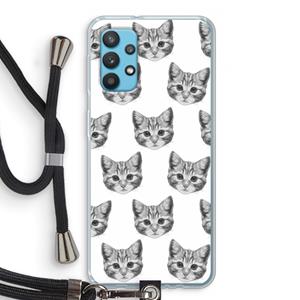 CaseCompany Kitten: Samsung Galaxy A32 4G Transparant Hoesje met koord