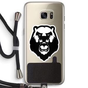 CaseCompany Angry Bear (white): Samsung Galaxy S7 Edge Transparant Hoesje met koord