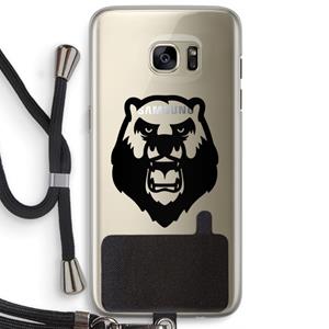 CaseCompany Angry Bear (black): Samsung Galaxy S7 Edge Transparant Hoesje met koord