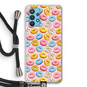 CaseCompany Pink donuts: Samsung Galaxy A32 4G Transparant Hoesje met koord