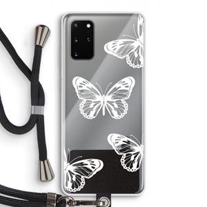 CaseCompany White butterfly: Samsung Galaxy S20 Plus Transparant Hoesje met koord