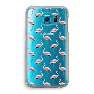 CaseCompany Flamingoprint groen: Samsung Galaxy S6 Transparant Hoesje