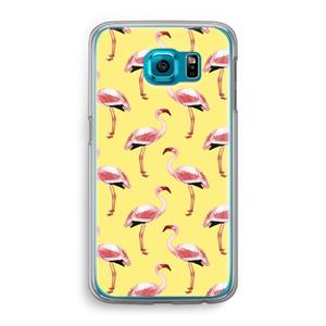 CaseCompany Flamingo's geel: Samsung Galaxy S6 Transparant Hoesje