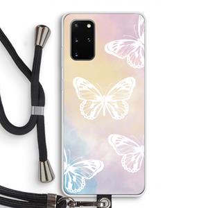 CaseCompany White butterfly: Samsung Galaxy S20 Plus Transparant Hoesje met koord