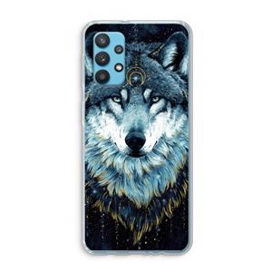 CaseCompany Darkness Wolf: Samsung Galaxy A32 4G Transparant Hoesje