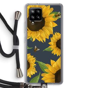 CaseCompany Sunflower and bees: Samsung Galaxy A42 5G Transparant Hoesje met koord