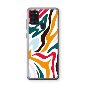 CaseCompany Colored Zebra: Samsung Galaxy A21s Transparant Hoesje
