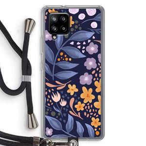 CaseCompany Flowers with blue leaves: Samsung Galaxy A42 5G Transparant Hoesje met koord