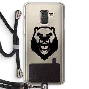 CaseCompany Angry Bear (black): Samsung Galaxy A8 (2018) Transparant Hoesje met koord