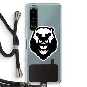 CaseCompany Angry Bear (white): Sony Xperia 5 III Transparant Hoesje met koord