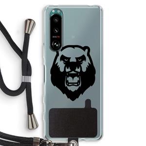 CaseCompany Angry Bear (black): Sony Xperia 5 III Transparant Hoesje met koord