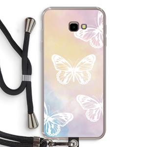 CaseCompany White butterfly: Samsung Galaxy J4 Plus Transparant Hoesje met koord