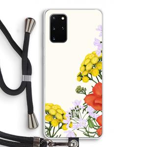 CaseCompany Wilde bloemen: Samsung Galaxy S20 Plus Transparant Hoesje met koord