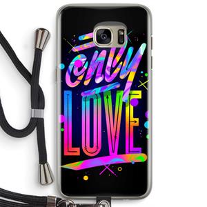 CaseCompany Only Love: Samsung Galaxy S7 Edge Transparant Hoesje met koord