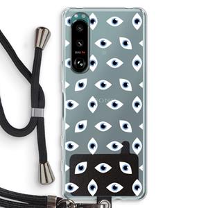 CaseCompany Eyes pattern: Sony Xperia 5 III Transparant Hoesje met koord