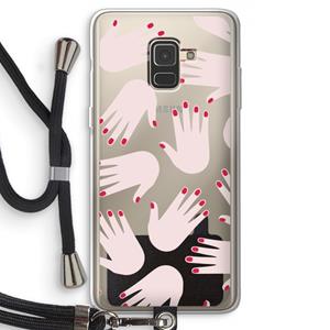 CaseCompany Hands pink: Samsung Galaxy A8 (2018) Transparant Hoesje met koord