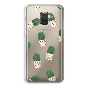 CaseCompany Cactusprint roze: Samsung Galaxy A8 (2018) Transparant Hoesje