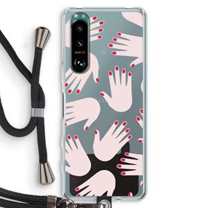 CaseCompany Hands pink: Sony Xperia 5 III Transparant Hoesje met koord