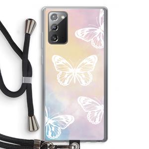CaseCompany White butterfly: Samsung Galaxy Note 20 / Note 20 5G Transparant Hoesje met koord