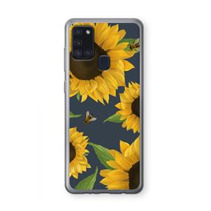 CaseCompany Sunflower and bees: Samsung Galaxy A21s Transparant Hoesje