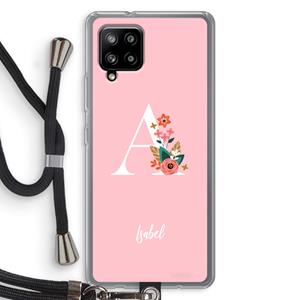 CaseCompany Pink Bouquet: Samsung Galaxy A42 5G Transparant Hoesje met koord