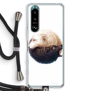 CaseCompany Yin Yang Wolves: Sony Xperia 5 III Transparant Hoesje met koord