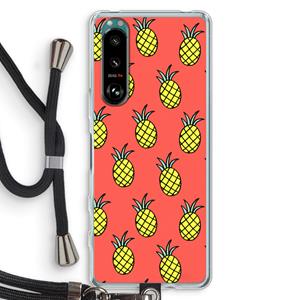 CaseCompany Ananas: Sony Xperia 5 III Transparant Hoesje met koord