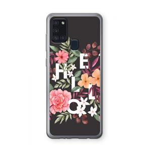 CaseCompany Hello in flowers: Samsung Galaxy A21s Transparant Hoesje