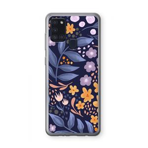 CaseCompany Flowers with blue leaves: Samsung Galaxy A21s Transparant Hoesje