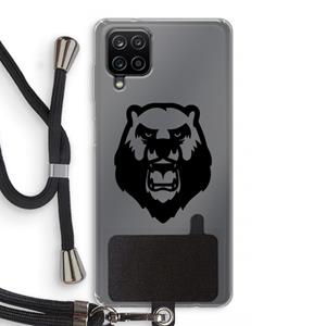 CaseCompany Angry Bear (black): Samsung Galaxy A12 Transparant Hoesje met koord
