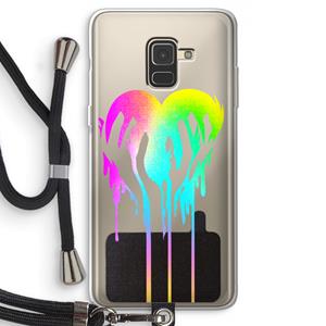 CaseCompany Hold My Heart: Samsung Galaxy A8 (2018) Transparant Hoesje met koord