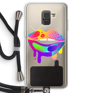 CaseCompany Lip Palette: Samsung Galaxy A8 (2018) Transparant Hoesje met koord