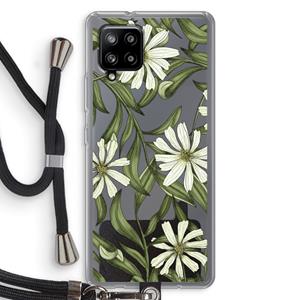 CaseCompany Wit bloemenpatroon: Samsung Galaxy A42 5G Transparant Hoesje met koord