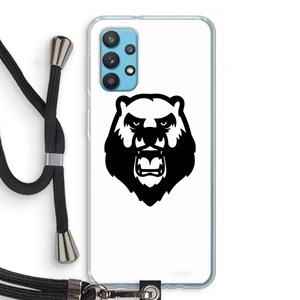 CaseCompany Angry Bear (white): Samsung Galaxy A32 4G Transparant Hoesje met koord