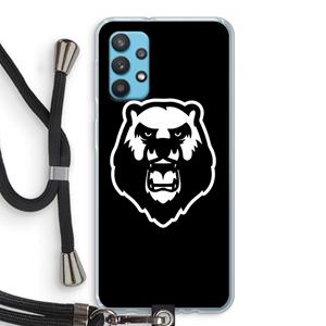 CaseCompany Angry Bear (black): Samsung Galaxy A32 4G Transparant Hoesje met koord